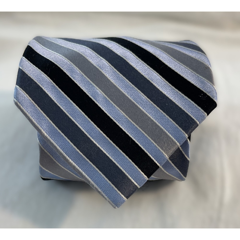 Jones New York Tie Mens Striped Gray Black Blue Silk‎ Business Necktie
